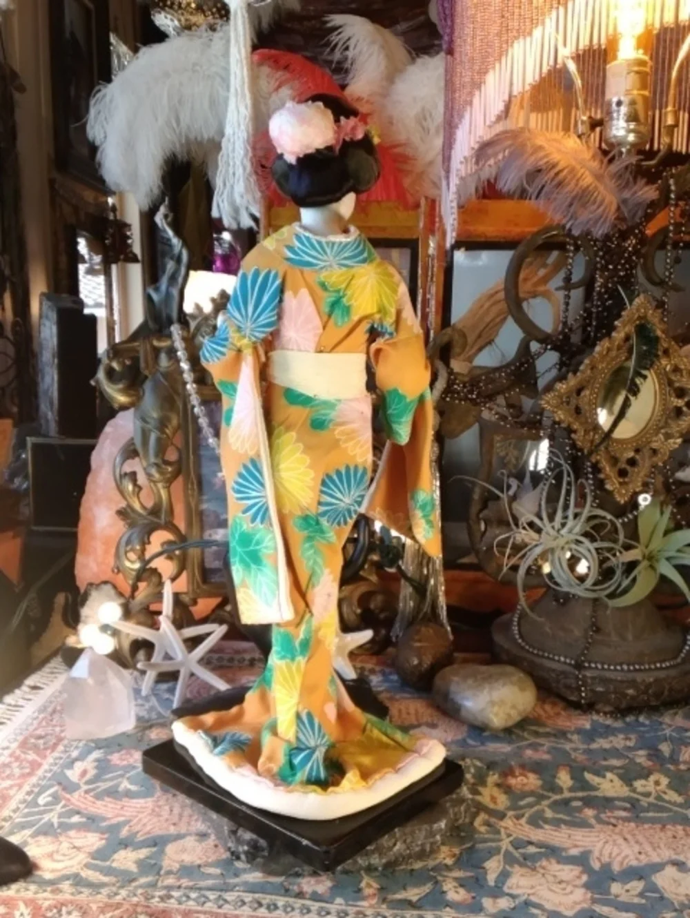 Vintage Bohemian Spirited Magical Geisha Doll Figurine Home Accent Stand